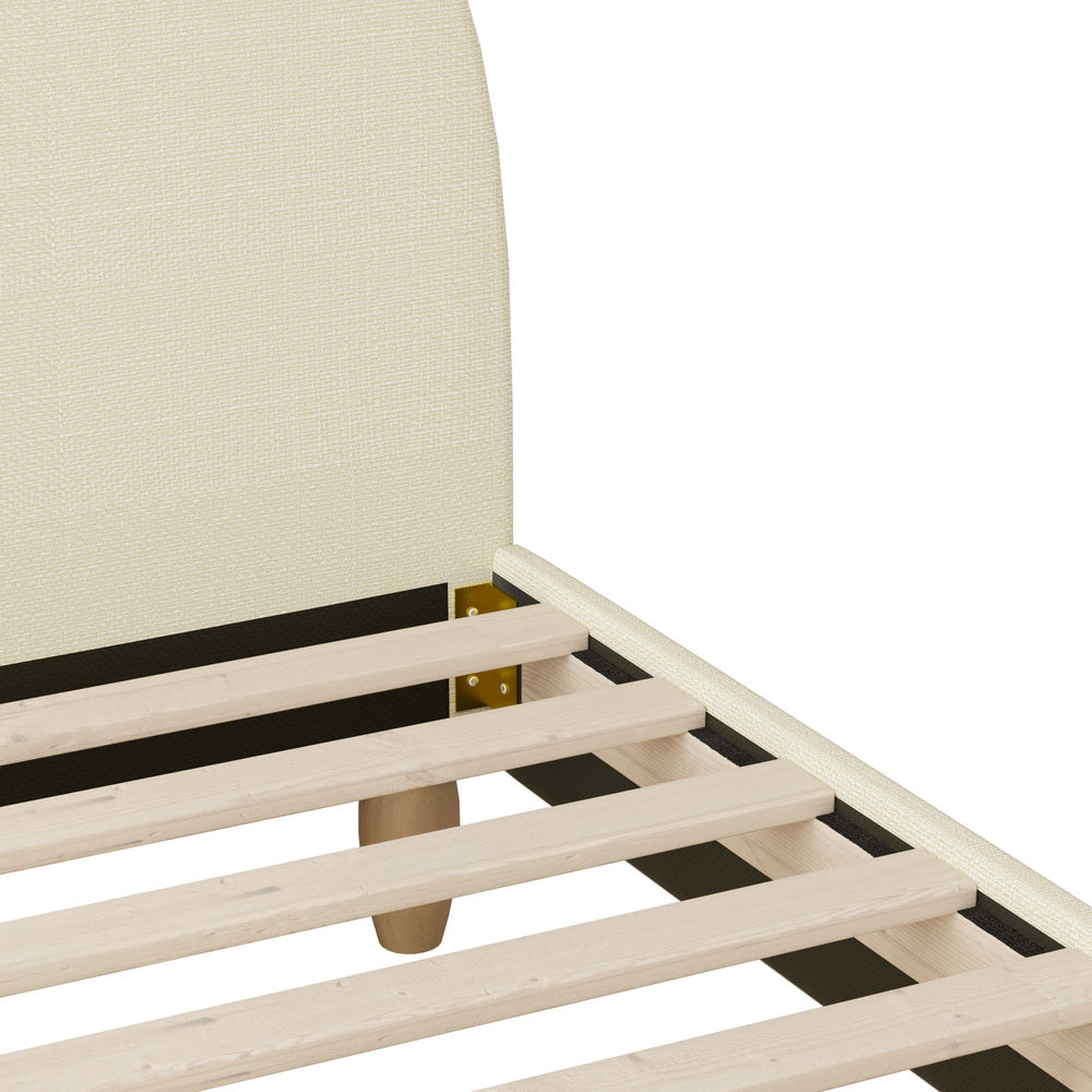 King Single Bed Frame with Arched Bedhead Beige Fabric