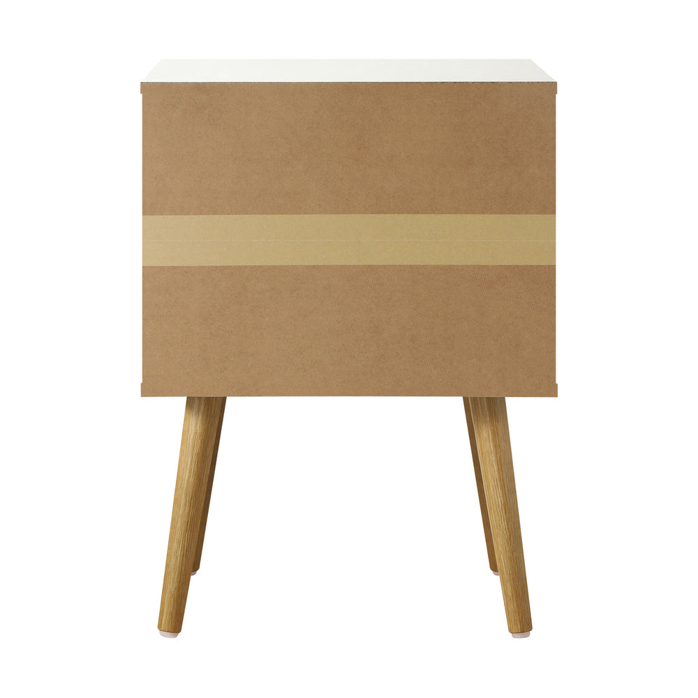 White Bedside Tables with Leather Handles