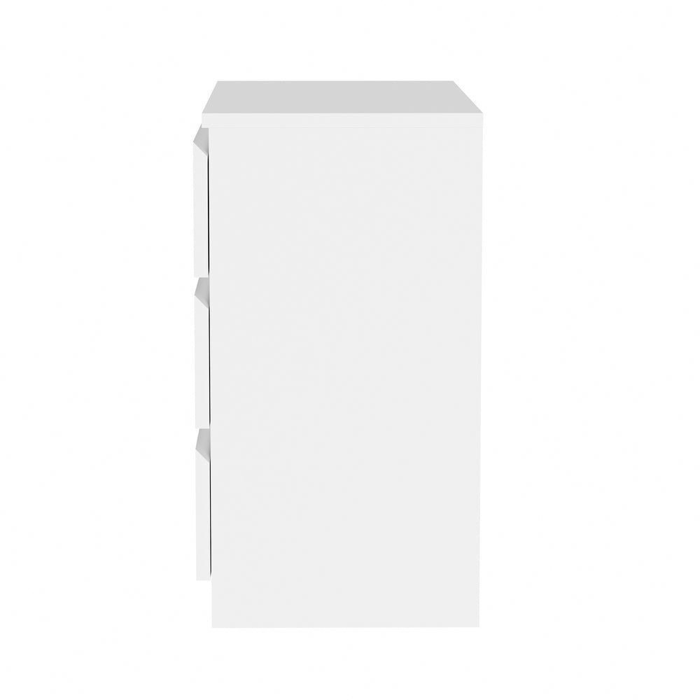 White Lowboy Chest of 3 Drawers Handle Free