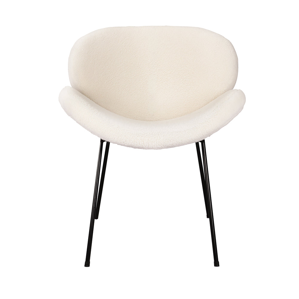 Set of 2 Cream Faux Sherpa Dining Chairs