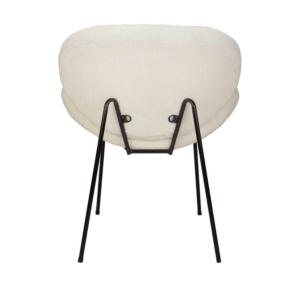 Set of 2 Cream Faux Sherpa Dining Chairs