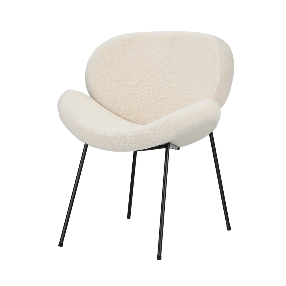 Set of 2 Cream Faux Sherpa Dining Chairs