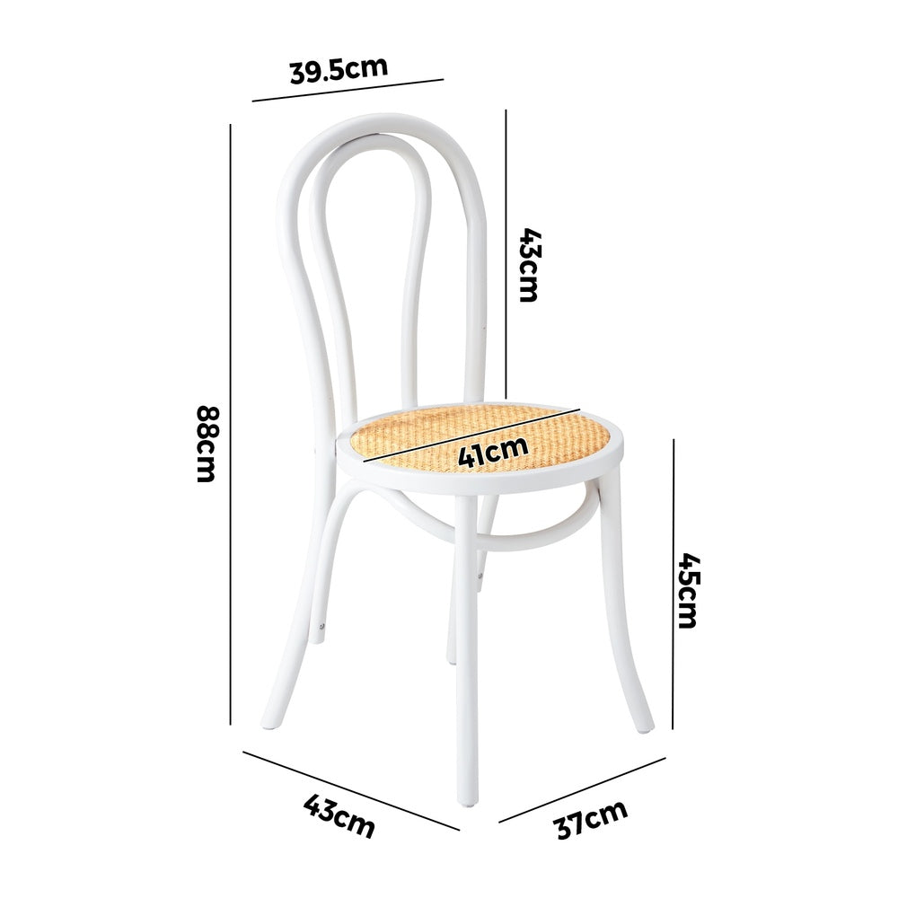 White Solid Wooden Dining Chair with Rattan Seat