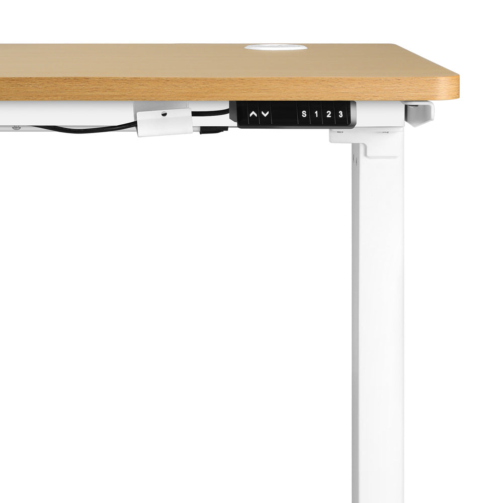 Standing Desk Adjustable Motorized 120cm White and Oak