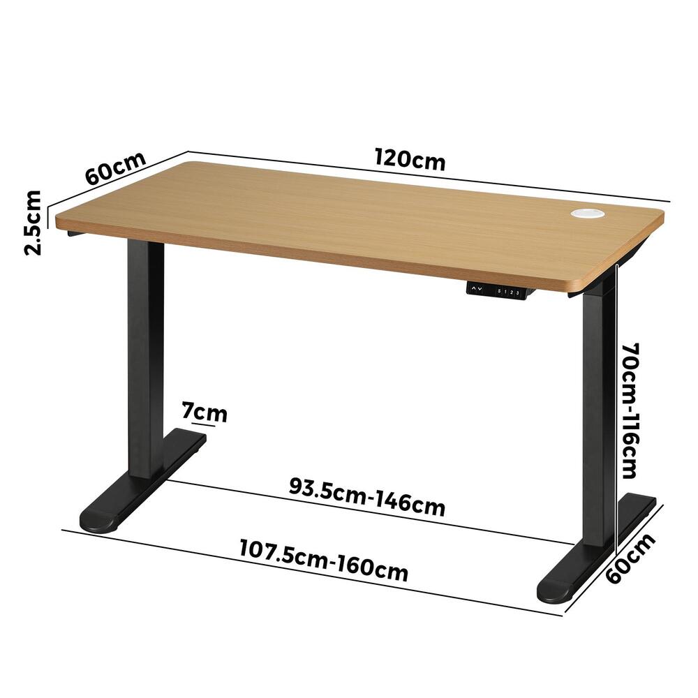 Standing Desk Dual Motor Adjustable 120cm Black and Oak
