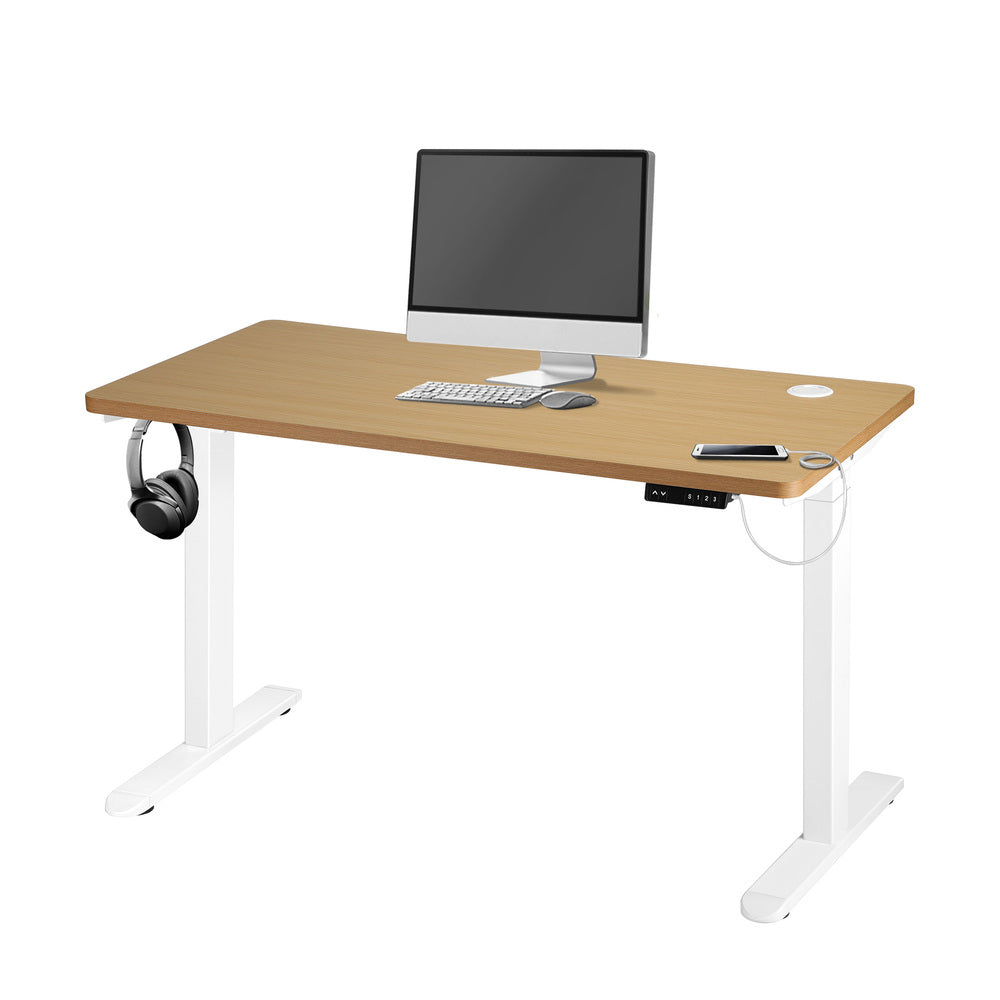 Standing Desk Dual Motor Adjustable 120cm White and Oak