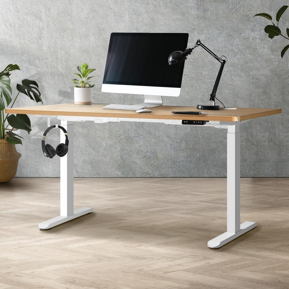 Standing Desk Dual Motor Adjustable 120cm White and Oak