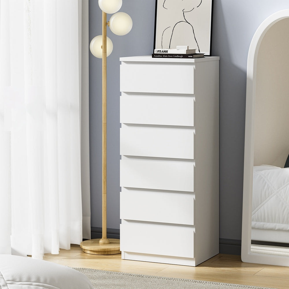 6 Lowboy Chest of Drawers Handle Free White