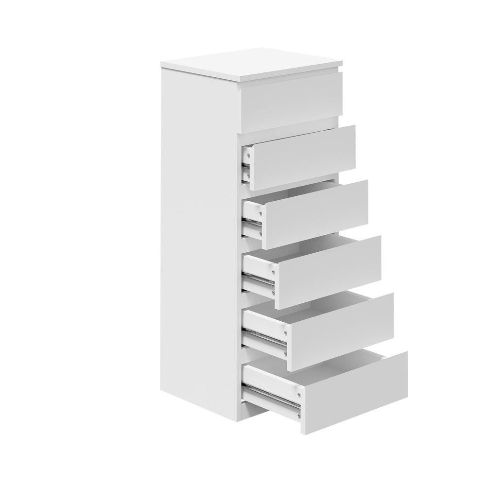 6 Lowboy Chest of Drawers Handle Free White
