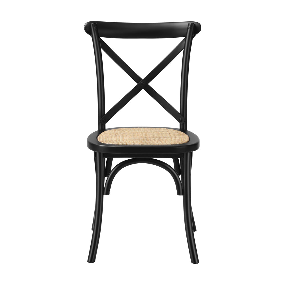 Set of 2 Dining Chairs with Cross back Timber Black