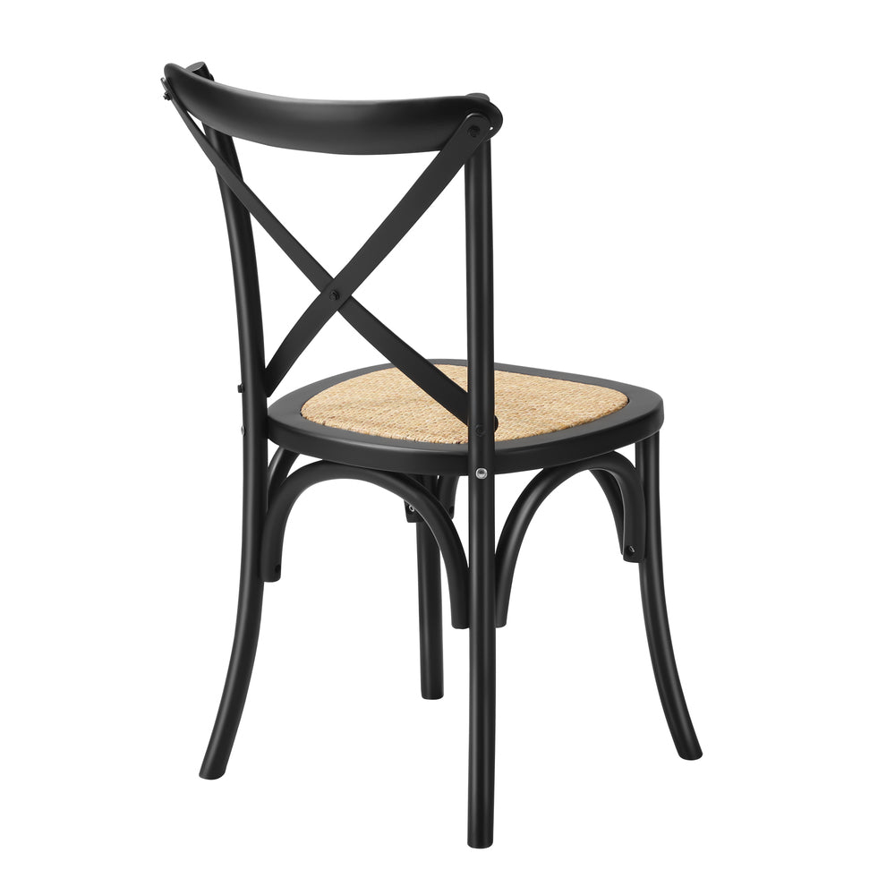 Set of 2 Dining Chairs with Cross back Timber Black