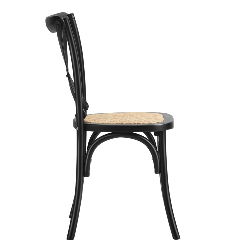 Set of 2 Dining Chairs with Cross back Timber Black