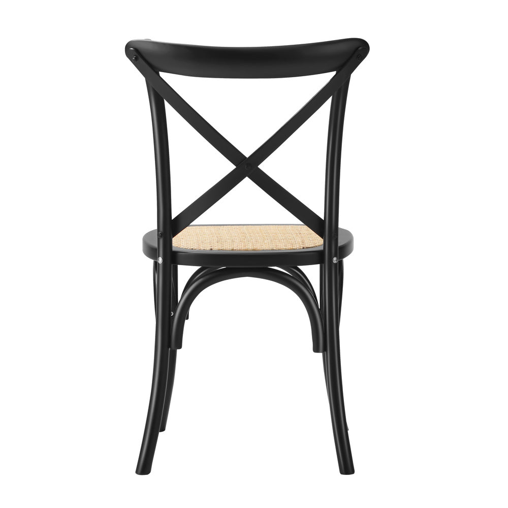 Set of 2 Dining Chairs with Cross back Timber Black
