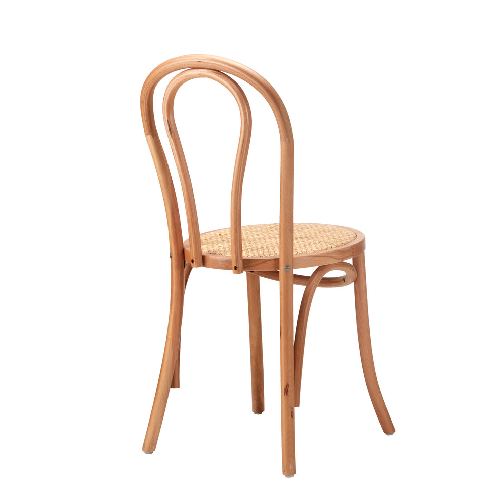 Solid Wooden Dining Chair with Rattan Seat Beige