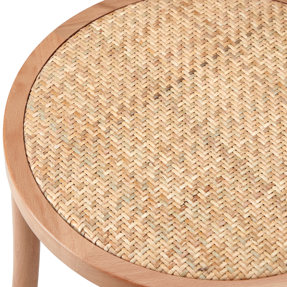 Solid Wooden Dining Chair with Rattan Seat Beige