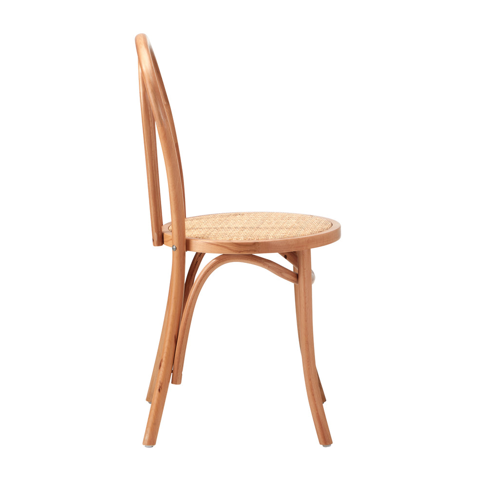 Solid Wooden Dining Chair with Rattan Seat Beige