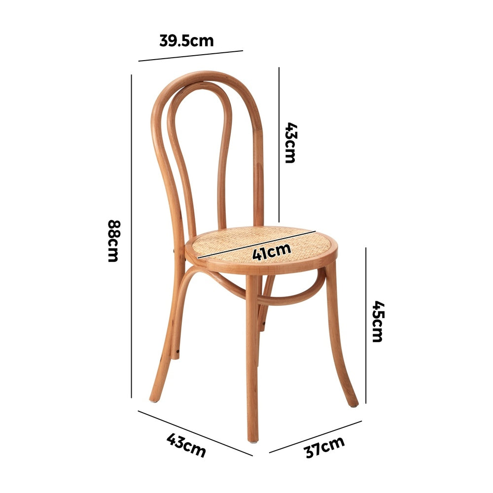 Solid Wooden Dining Chair with Rattan Seat Beige