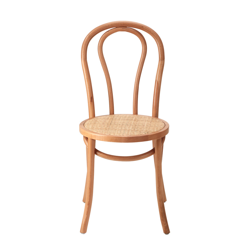 Solid Wooden Dining Chair with Rattan Seat Beige