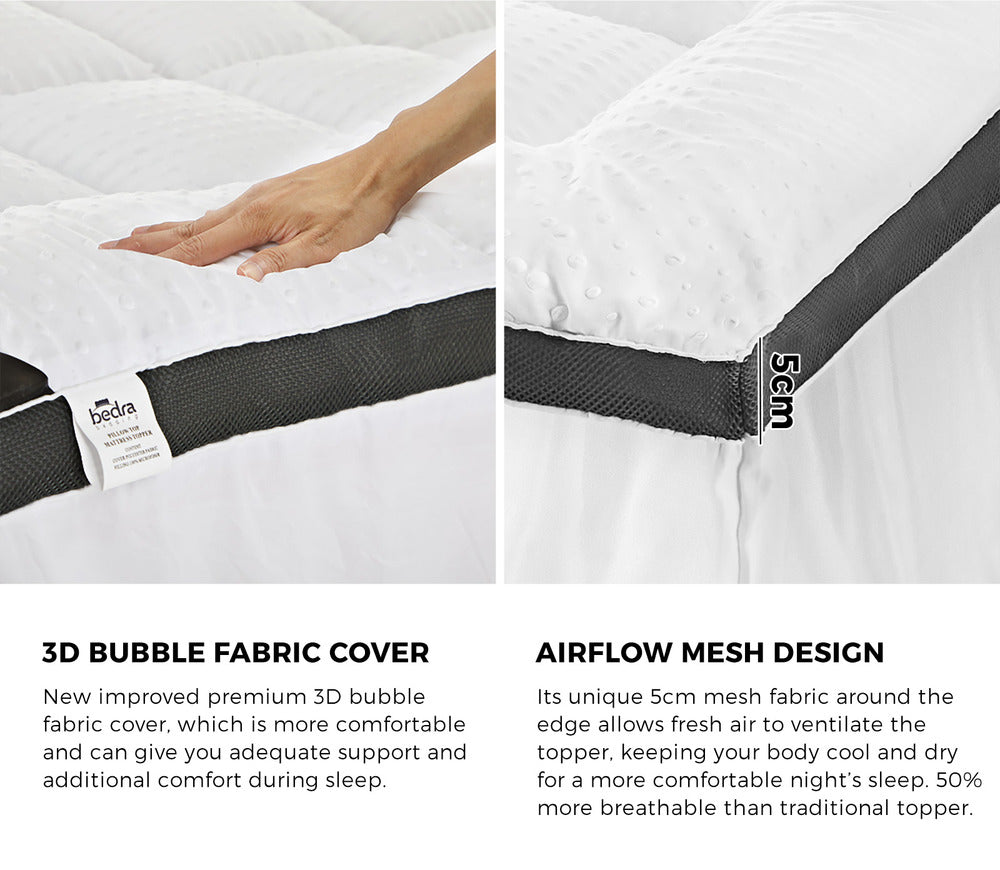Queen Mattress Topper Pillowtop Airflow Mesh 5cm