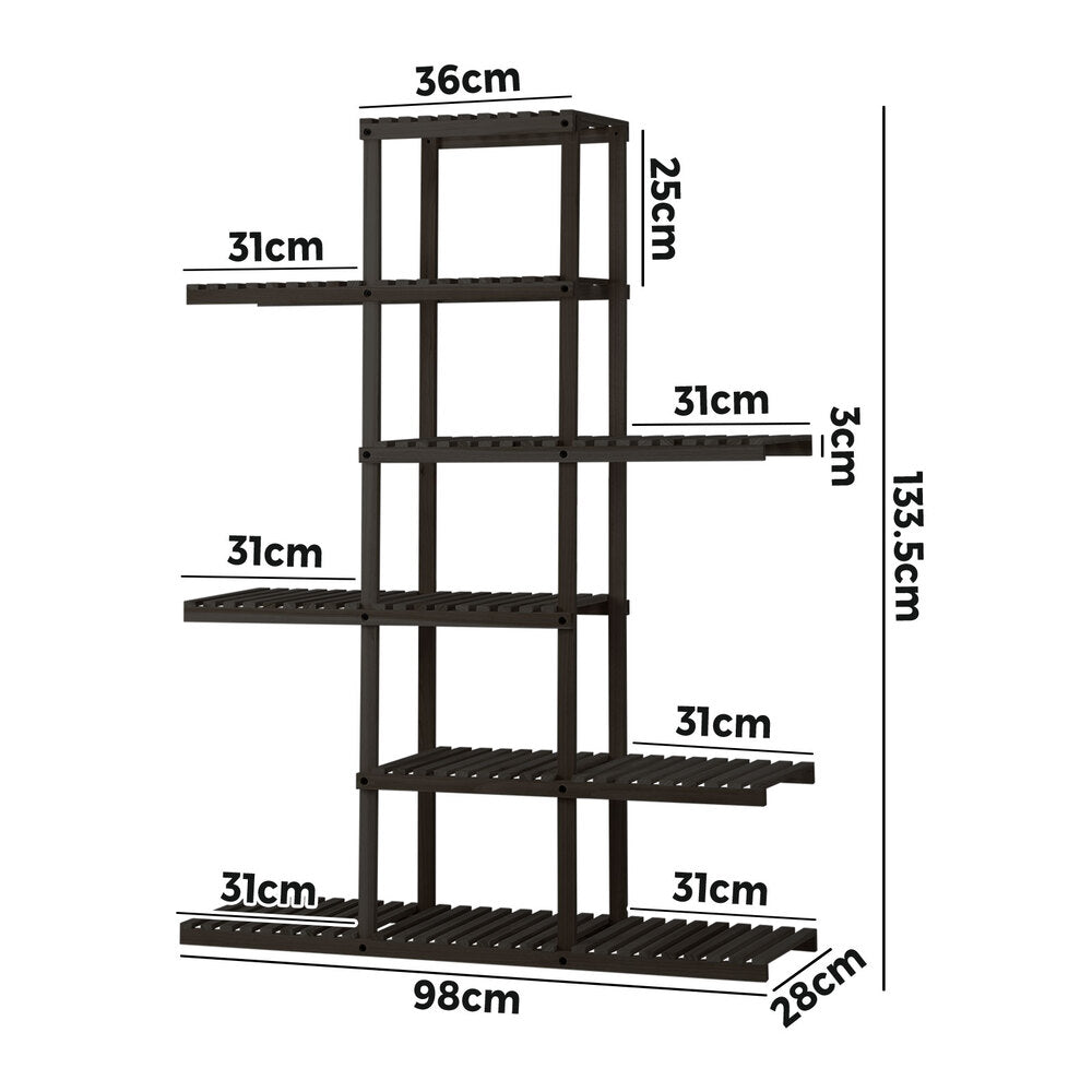 6 Tier Plant Stand Flower Pot Rack Black