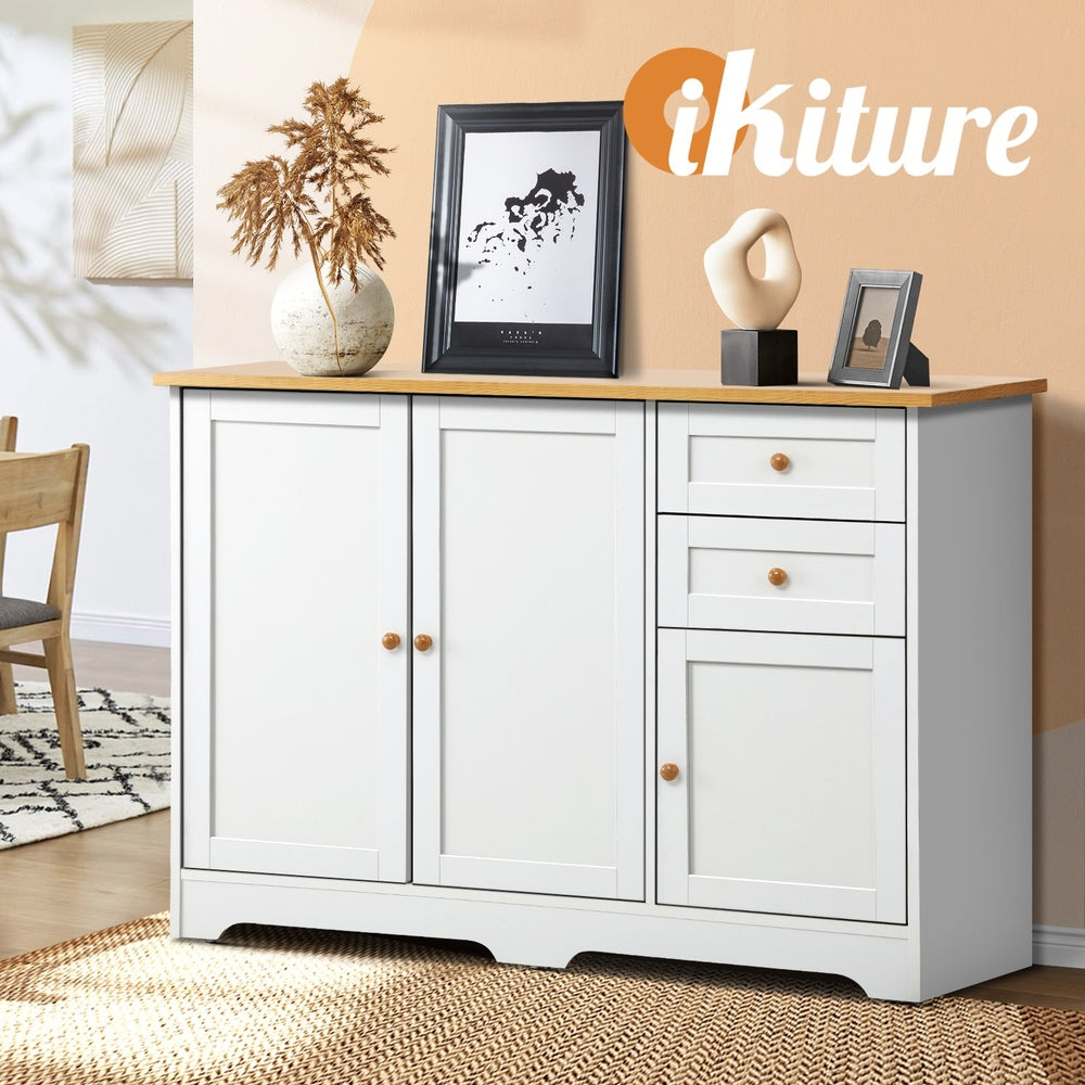 Sideboard with 2 Drawers and 2 Cabinets White Wood