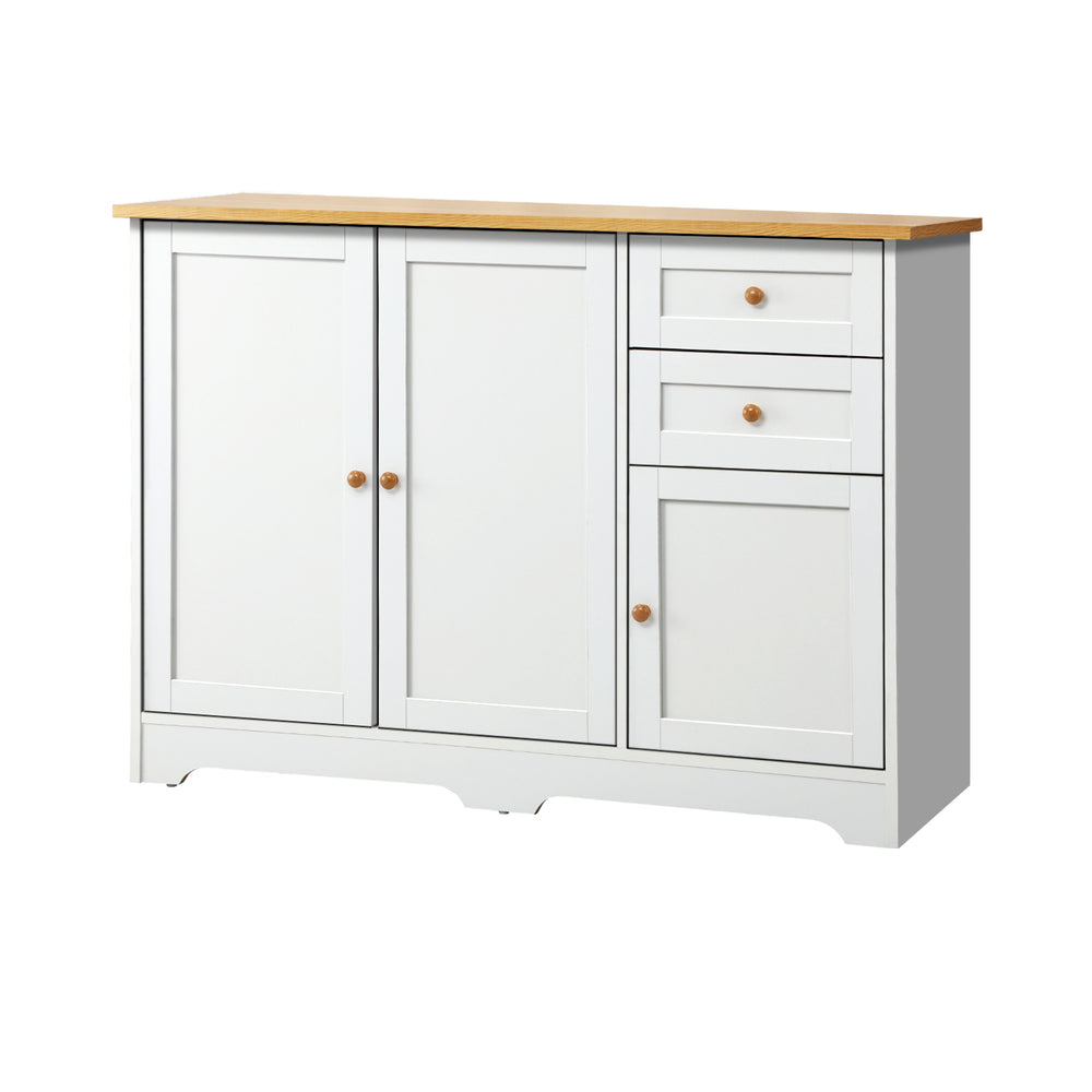 Sideboard with 2 Drawers and 2 Cabinets White Wood