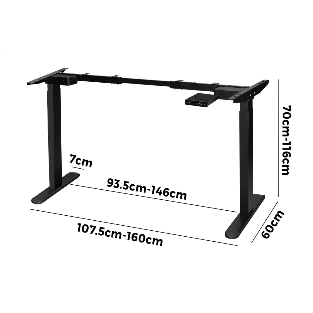 Adjustable Standing Desk Frame Dual Motor Black