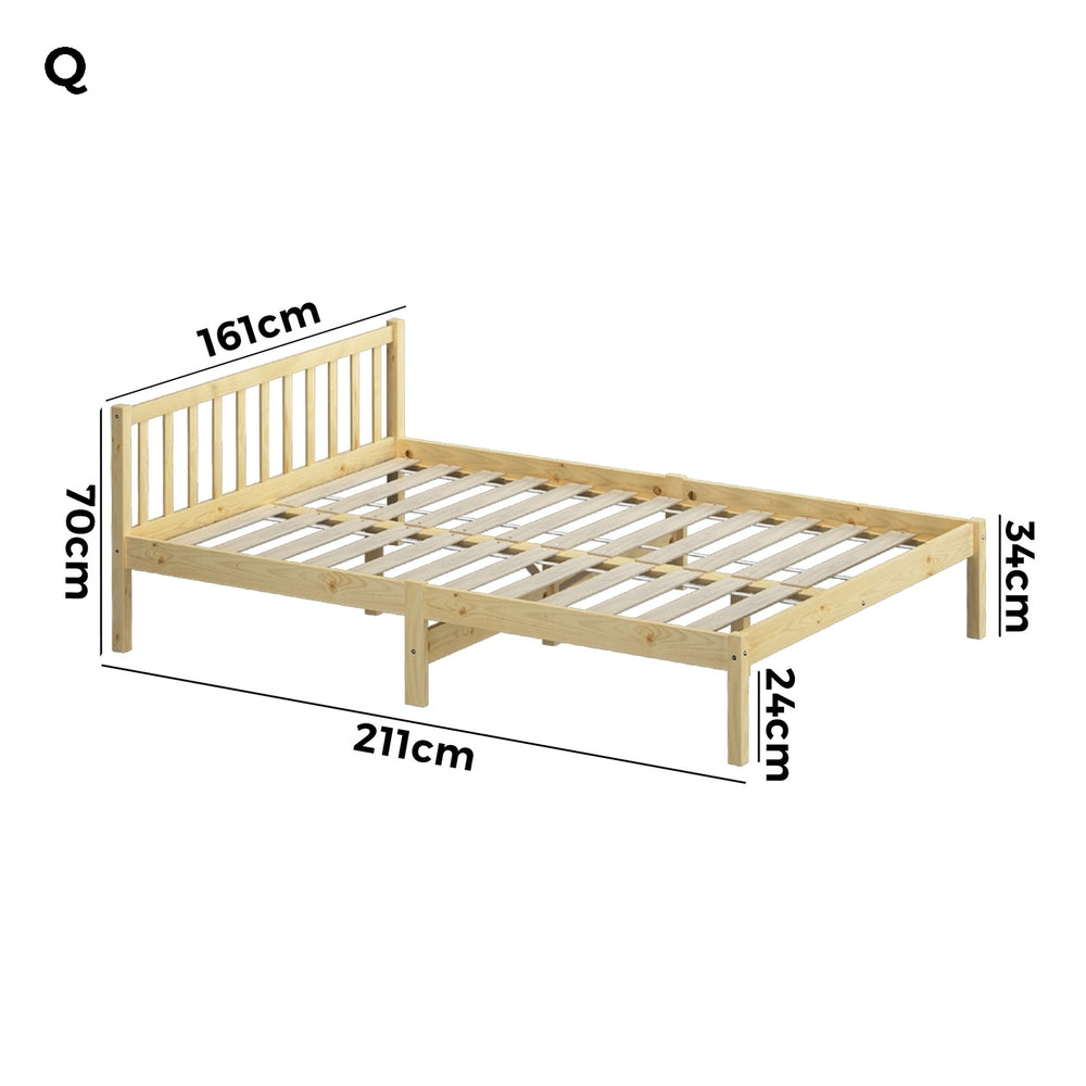 Wooden Bed Frame Queen Size with Slat Support