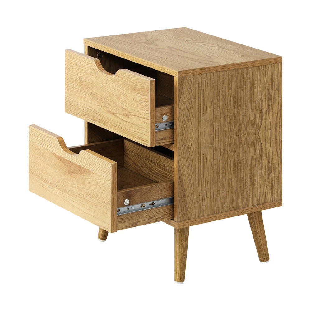 Wooden Bedside Tables with 2 Drawers and Air Gap Handles