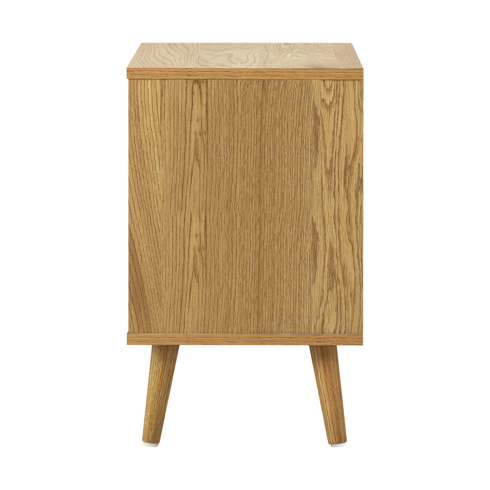 Wooden Bedside Tables with 2 Drawers and Air Gap Handles