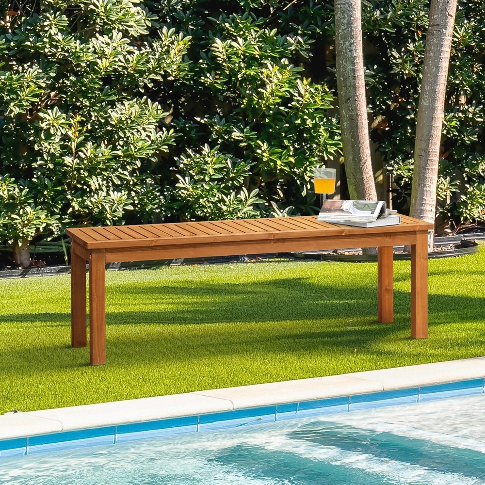 120cm Wooden Garden Bench Slatted Seat 2 Seater