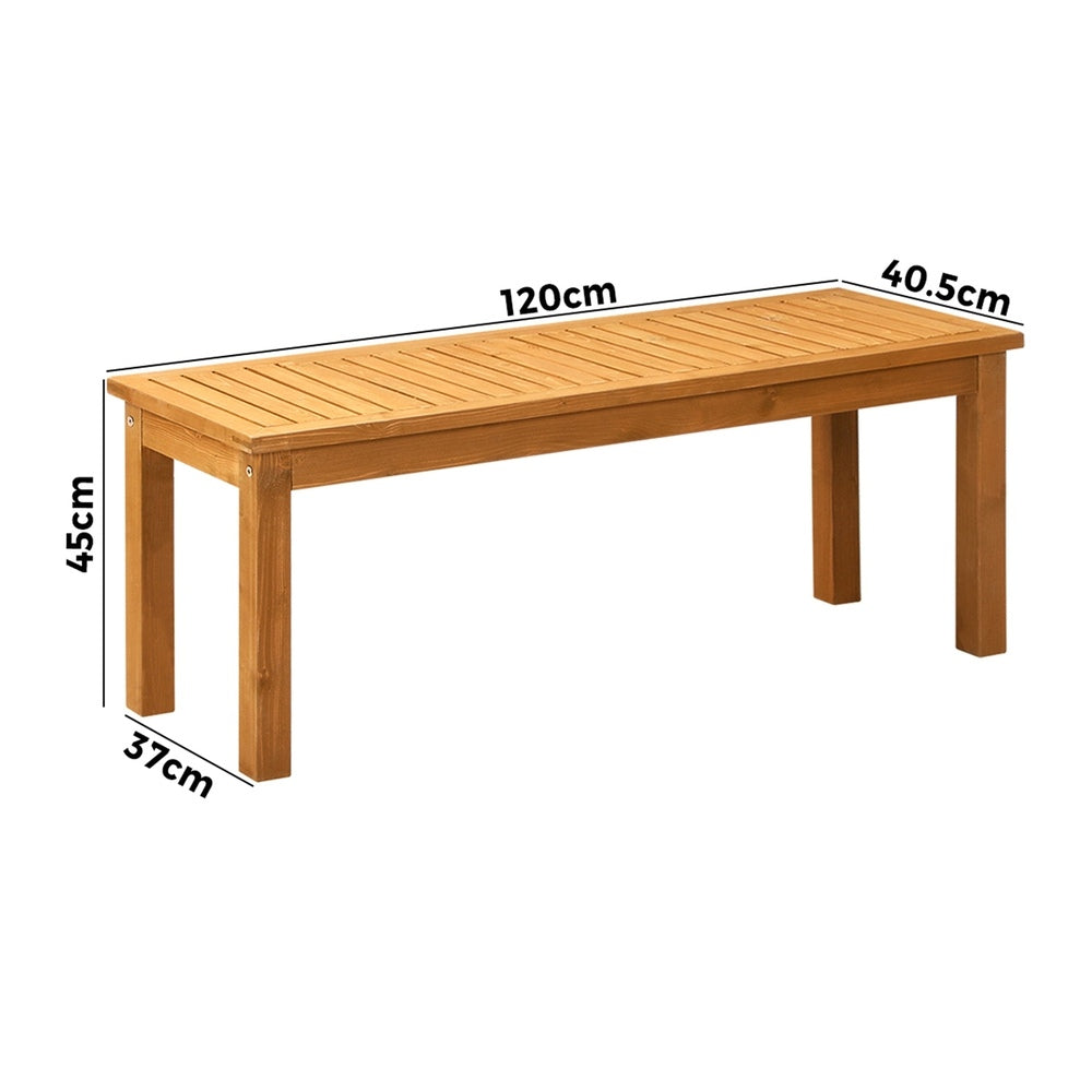 120cm Wooden Garden Bench Slatted Seat 2 Seater