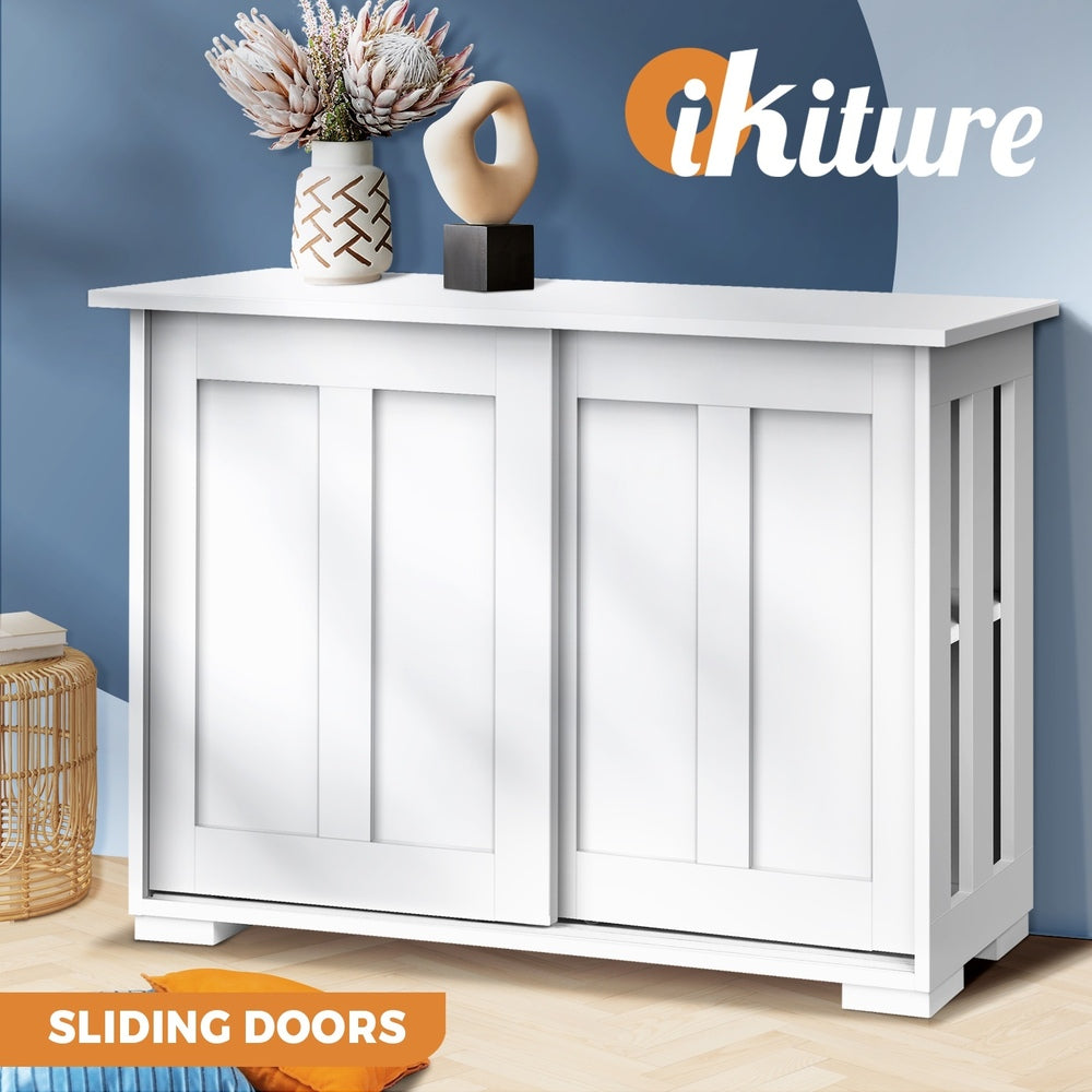 White Sideboard with Sliding Doors