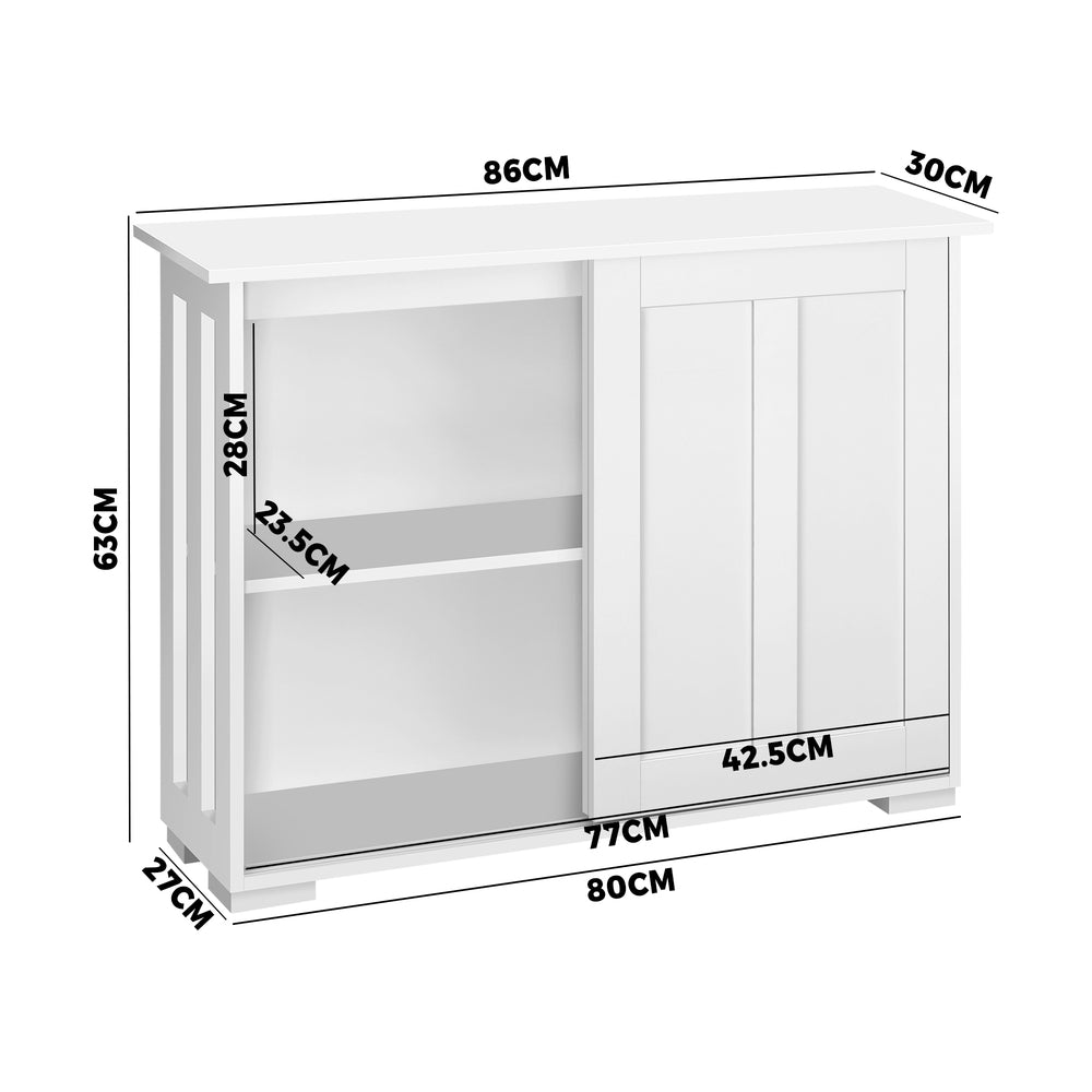 White Sideboard with Sliding Doors