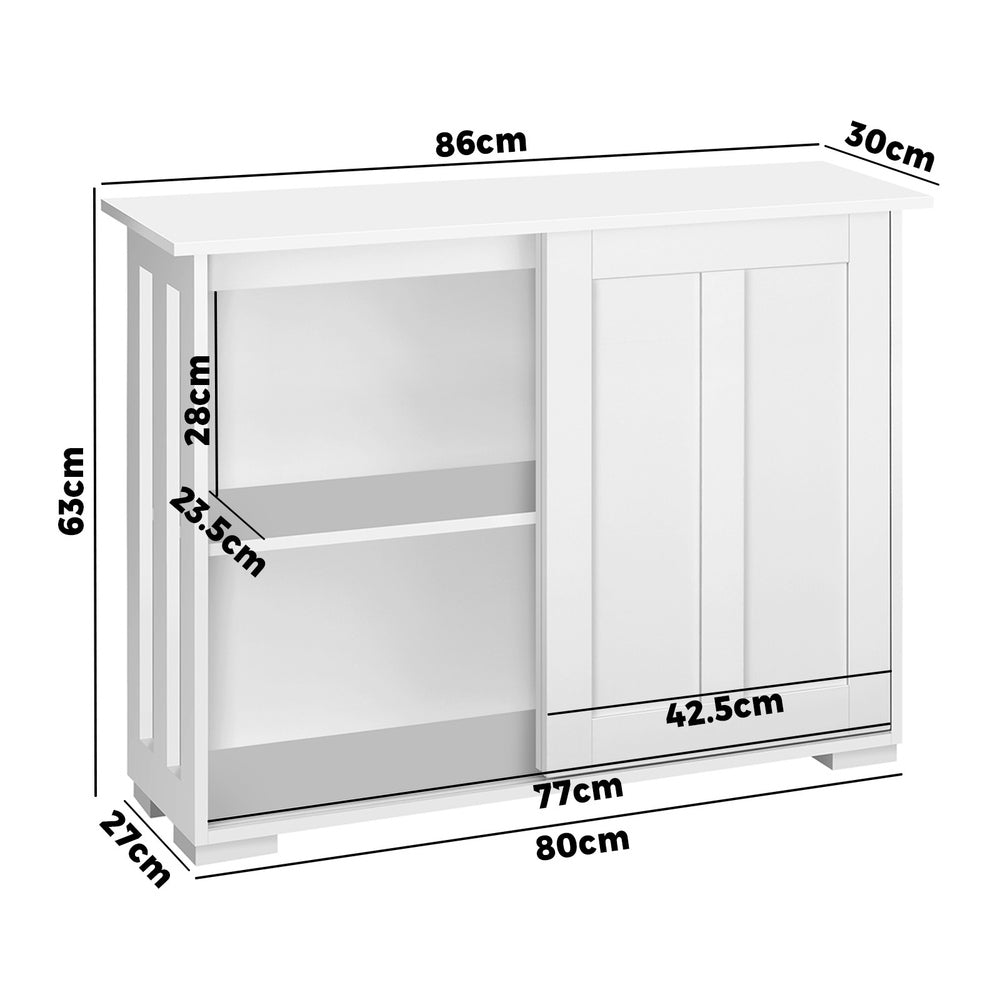 White Sideboard with Sliding Doors