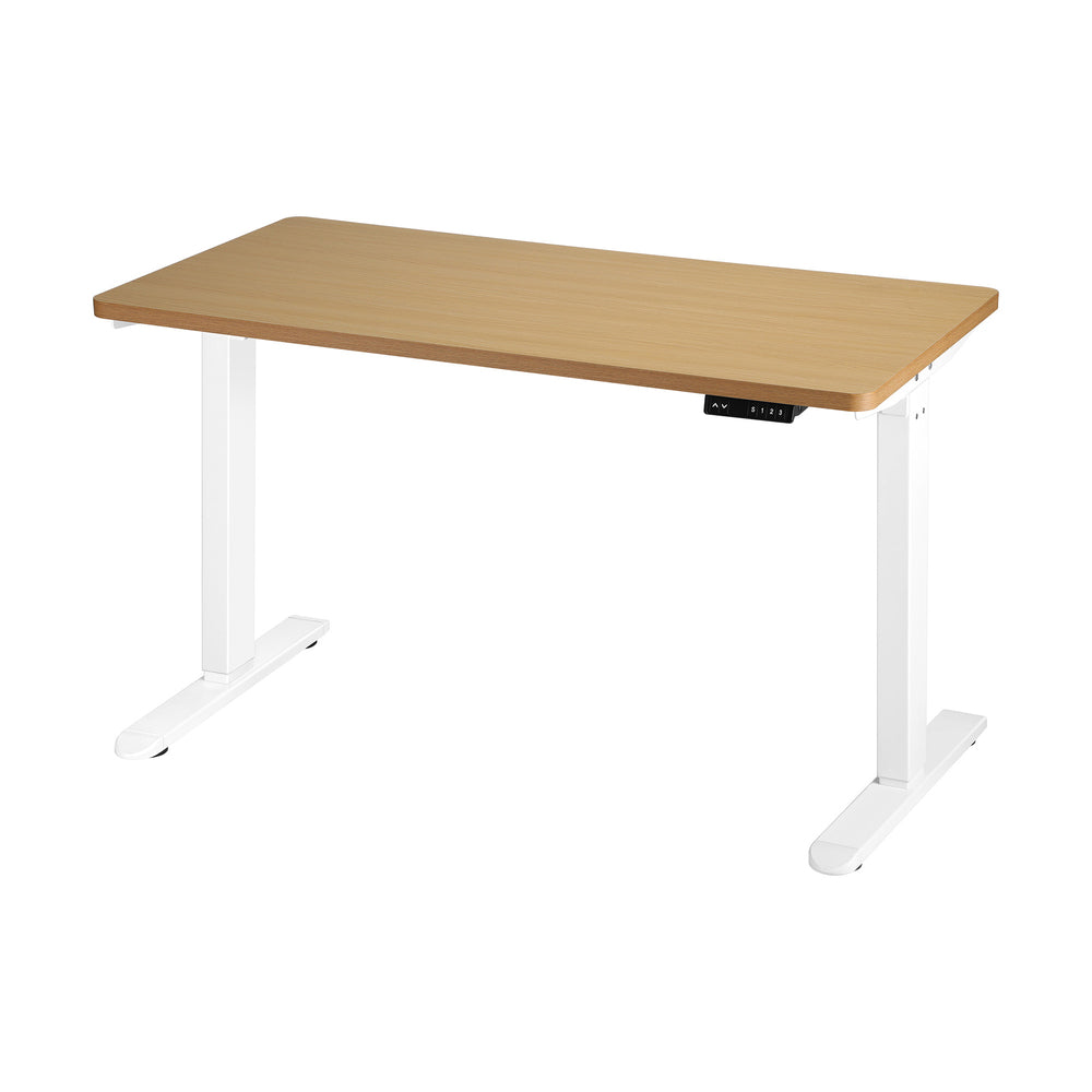 Motorised Adjustable Sit Stand Desk 160 cm White and Oak
