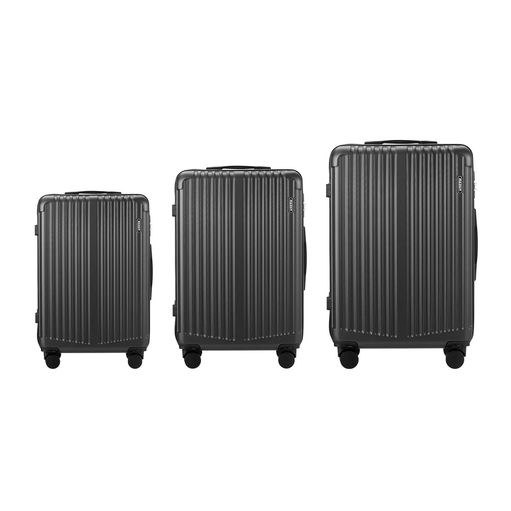 3 Piece Luggage Set Travel Case with TSA Lock ABS Grey