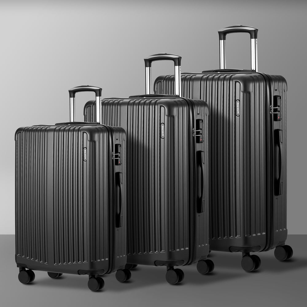 3 Piece Luggage Set Travel Case with TSA Lock ABS Grey