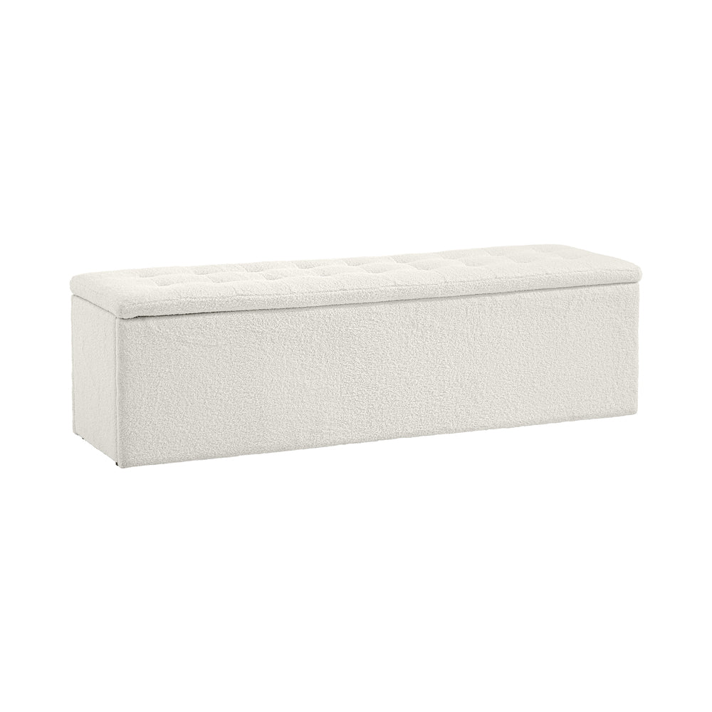 Storage Ottoman XL Faux Sherpa White