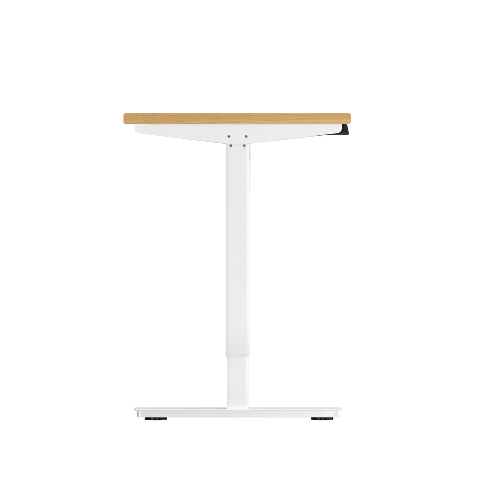 Electric Standing Desk Single Motor White and Oak 150 cm