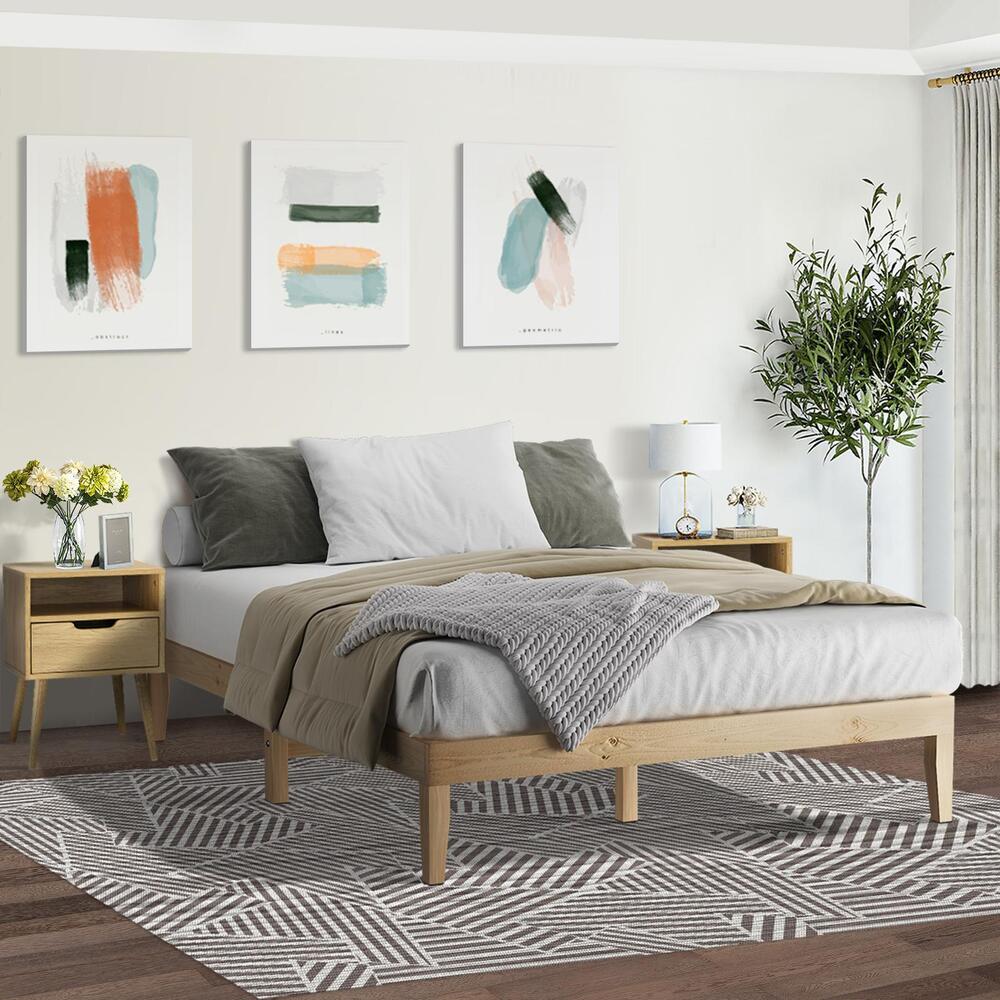 Queen Size Bed Frame Pine Wood Bed Base