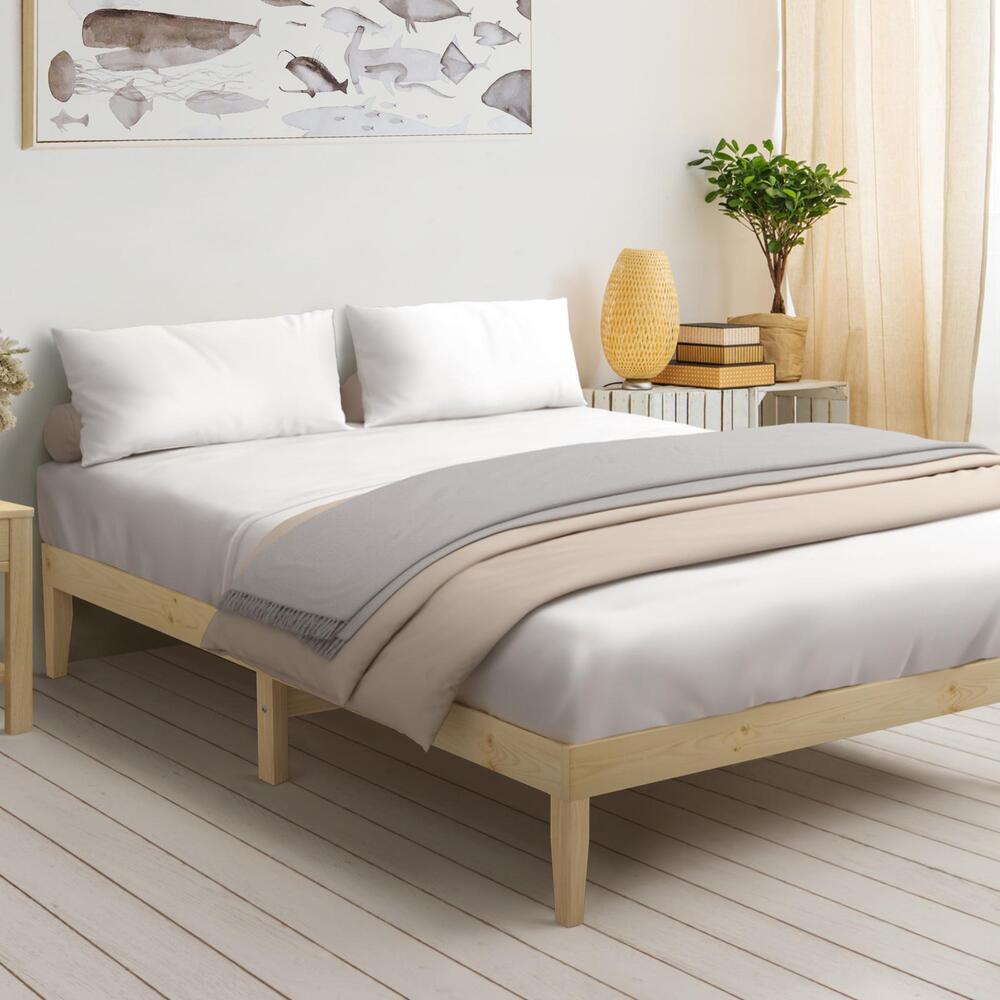 Queen Size Bed Frame Pine Wood Bed Base