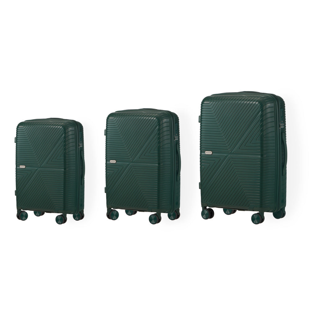 3 Piece Luggage Suitcase Set Green PP Case with TSA Lock