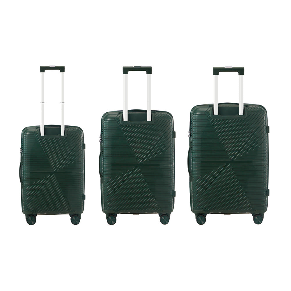 3 Piece Luggage Suitcase Set Green PP Case with TSA Lock