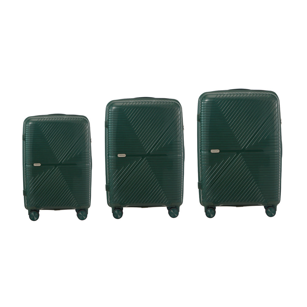 3 Piece Luggage Suitcase Set Green PP Case with TSA Lock