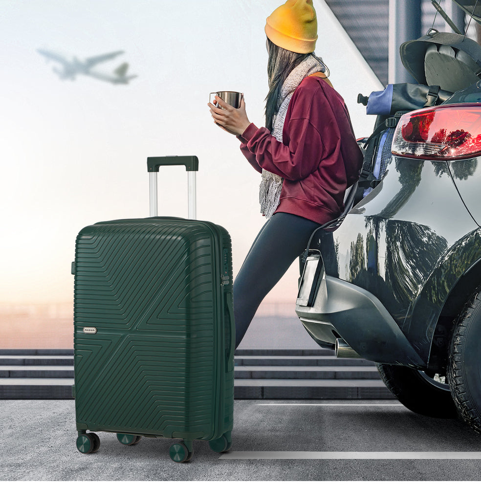 3 Piece Luggage Suitcase Set Green PP Case with TSA Lock