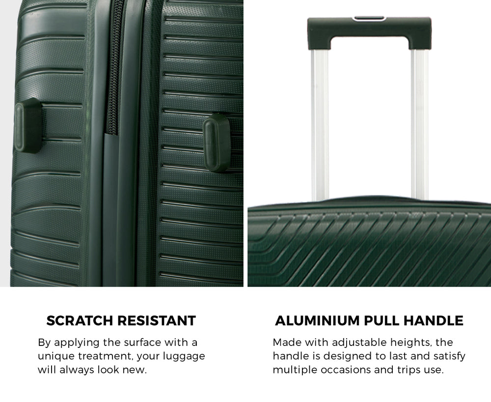 3 Piece Luggage Suitcase Set Green PP Case with TSA Lock