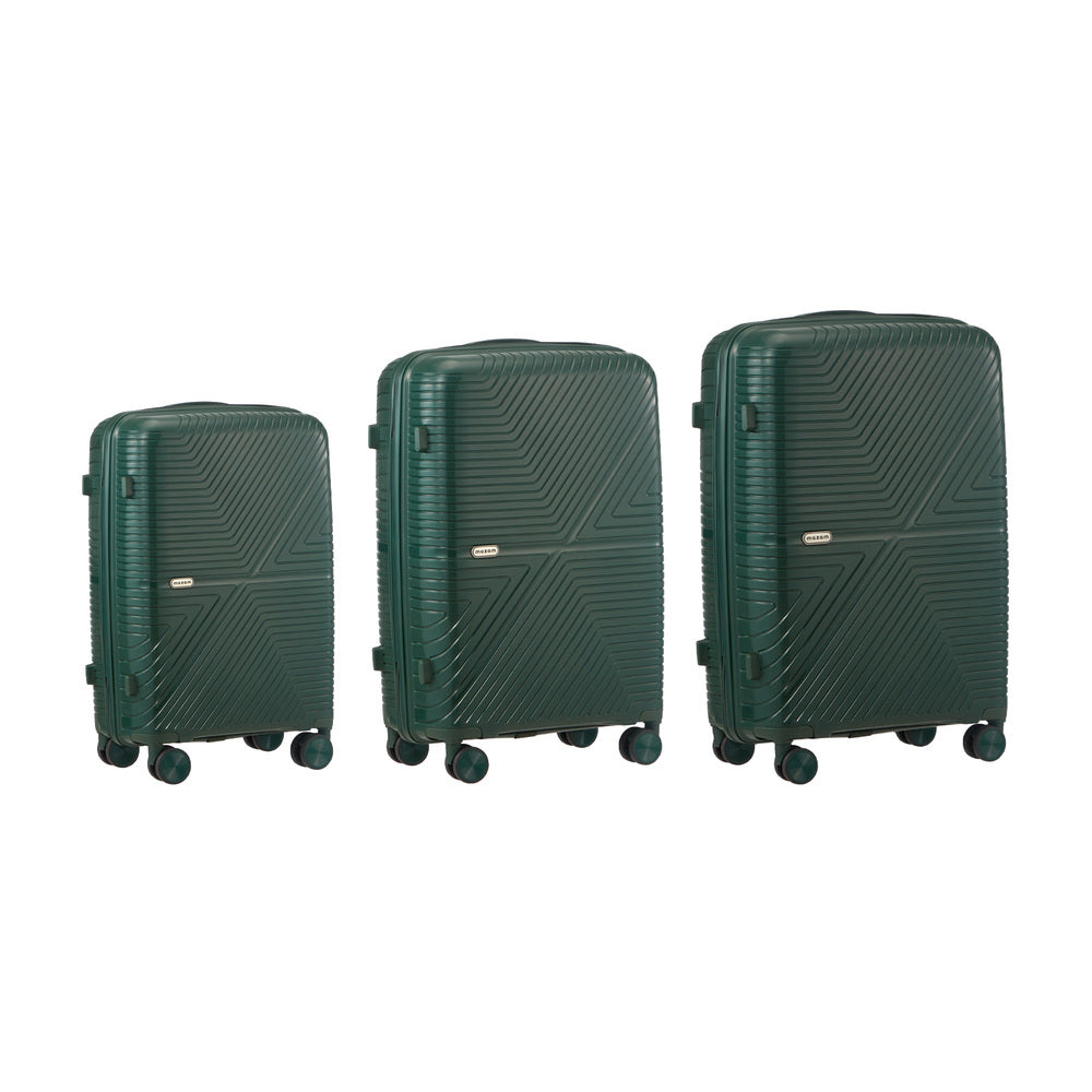 3 Piece Luggage Suitcase Set Green PP Case with TSA Lock