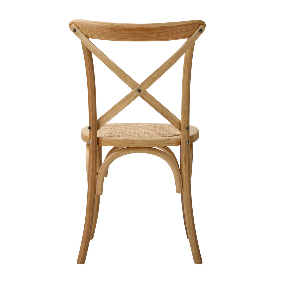 Set of 2 Wooden Dining Chairs with Cross Back Design