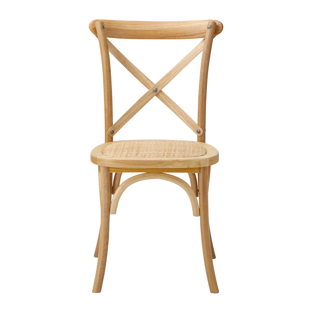 Set of 2 Wooden Dining Chairs with Cross Back Design